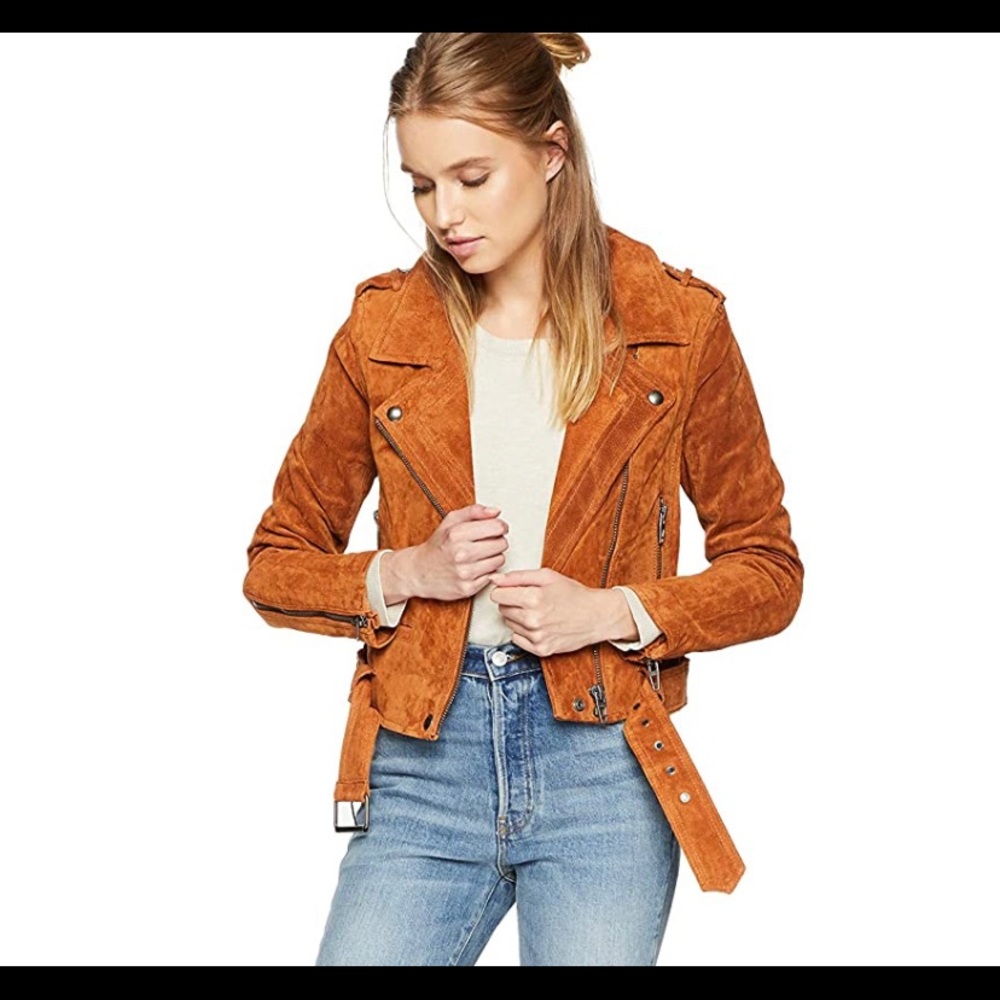Blank nyc suede moto jacket in el dorado